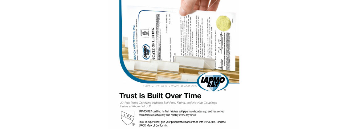 IAPMO R&T Freezes Prices for 2012