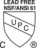 Lead Free NSF/ANSI 61 C UPC Mark of Conformity