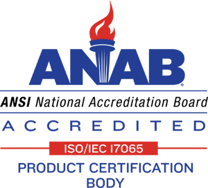 ANSI National Accreditation Board Accredited ISO/IEC 17065 Product Certification Body Logo