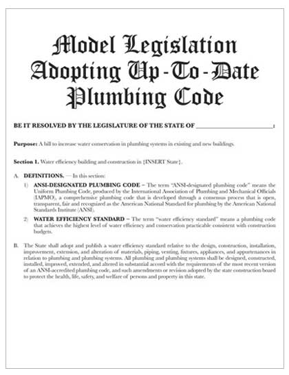 Sample legislation to adopt an IAPMO code