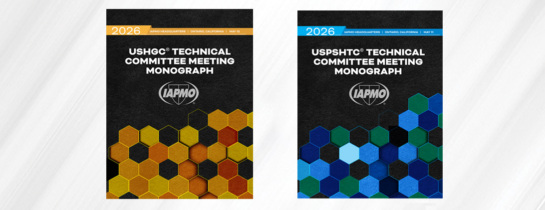 IAPMO USHGC, USPSHTC Code Change Monographs Now Available