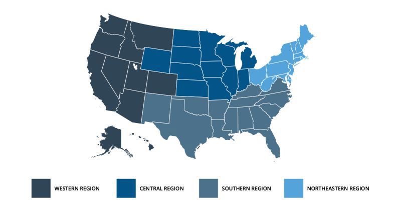 Map of ASSE Chapters by Region